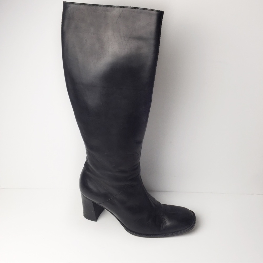 J Crew Black Italian Leather Tall Knee Height Boot
